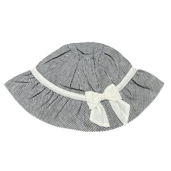 Janie & Jack Striped Bow Front Baby Girls Sun Hat Sz 18-24 Months Girls - Picture 1 of 8